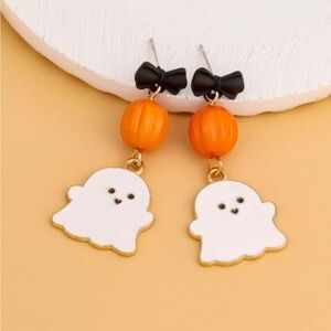 1pair Halloween Fashion Cartoon Pumpkin & Ghost Earrings